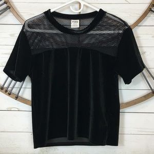 Victoria's Secret PINK Green Velvet Crop Net Top